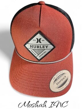 HURLEY Diamond PATCH HAT Cap SNAPBACK Triad 2.0 Trucker Mesh One Size Rust Black